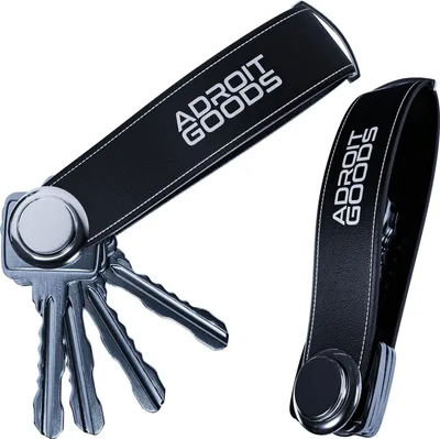 Produktbild von AdroitGoods Key Organiser Schlüsselhalter - Schlüssel-Organisator - Schlüsselanhänger Multitool Schlüsselanhänger - Schlüsseltasche 2 bis 7 Schlüssel - Leder - Schwarz