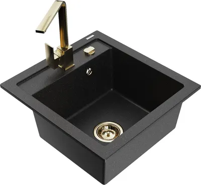 Produktbild von Mexen Vito 1-Becken-Granit-Spüle mit Mischbatterie Rita, Schwarz/Silbermetallic - 6503-73-670300-50