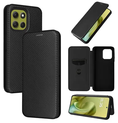 Obrázok produktu pre Pre Motorola Moto G86 5G Carbon Fibre Texture Hybrid Flip Cover Black
