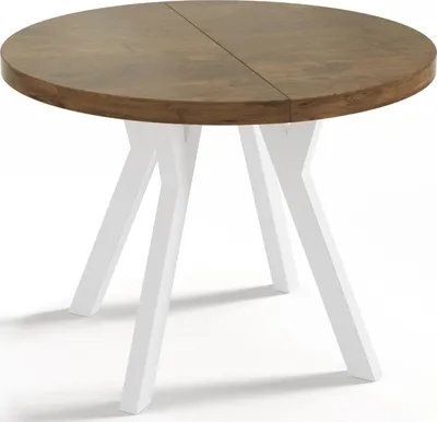 Obrázok produktu pre Dizajnový okrúhly rozkladací jedálenský stôl - loftový štýl, industriálny, úsporný - čierne nohy - 100-150 cm - 6-8 miest na sedenie - dub Lefkas - 150 cm