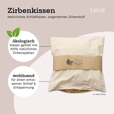 Produktbild von Lycce Zirbenkissen zum Schlafen, Kopfkissen aus natürlicher Baumwolle mit Zirbenholz-Füllung - verschiedene Größen, Größe:Größe 1