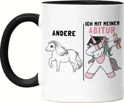 Produktbild von Andere Ich Mit Meinem Abi Tasse Schwarz Einhorn Pferd Abschlussgeschenk Abitur Humorvoll