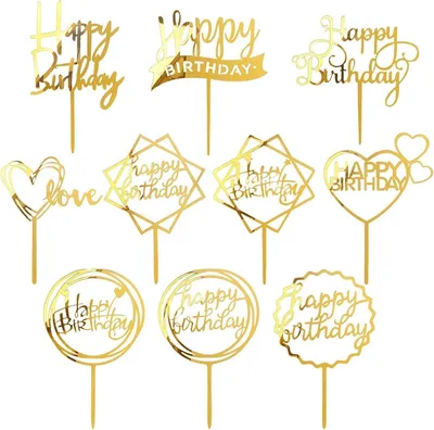 Image de Set de décoration de gâteau Happy Birthday Acrylic Glitter Cupcake Topper 10 pieces