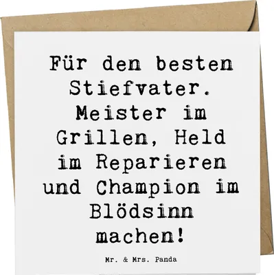 Produktbild von Mr. & Mrs. Panda Glückwunschkarte Spruch Bester Stiefvater - Weiß - Geschenk, faltkarte, Grußkarte, persönliche Erinnerungen, Stiefkinder, Familienmitglieder, Klappkarte