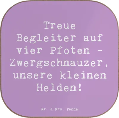 Produktbild von Mr. & Mrs. Panda Untersetzer für Gläser Spruch Zwergschnauzer Helden - Lavendeltraum - Geschenk, Hunderasse, bieruntersetzer, Coaster, Tischuntersetzer, Hunde, Freude