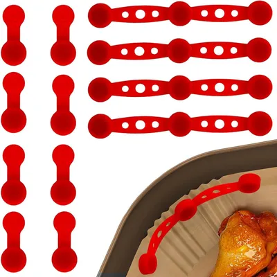 Productafbeelding van Airfryer Magneten - Papier Fixatie - Bakken Zonder Knoeien - Hittebestendig Silicone - 12 Stuks - Rood
