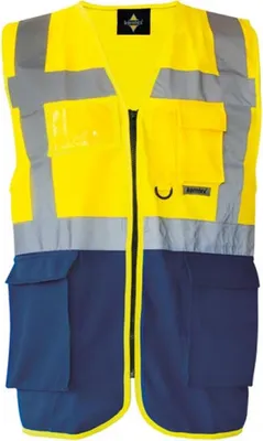 Immagine prodotto di Korntex KXMF | Gilet di segnalazione multifunzione Executive - Colore: giallo segnale/marino - Taglia: 4XL