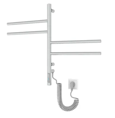 Obrázok produktu pre ELNA sušič uterákov elektrický 60x40 cm 180° otočný kúpeľňový radiátor so 4 sklopnými ramenami, chróm, nerezová oceľ, časovač 3h, 45W