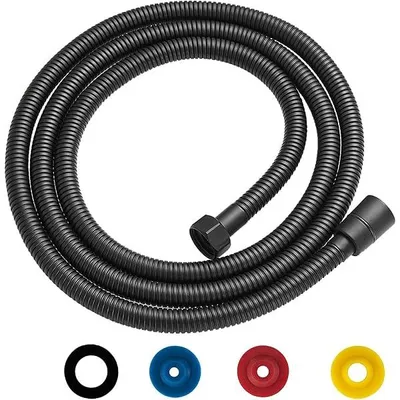 Produktbild von Vollkunststoff-Brauseschlauch (2 m) šC Universell, flexibel, verdrehsicher šC Inkl. 4 wassersparenden Durchflussbegrenzern šC Standard-1/2-Zoll-Anschluss šC Druck- und hitzebest?ndig šC Schwarz