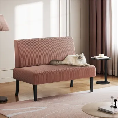 Produktbild von Yaheetech 2-Sitzer Stoffsofa Sitzbank mit Rückenlehne Polstersofa mit Holzbeinen ohne Armlehnen 109,5 × 62,5 × 84,5 cm