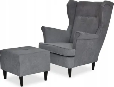 Produktbild von Family Meble Ohrensessel mit Hocker Ari Relaxsessel Skandinavisch Loungesessel Fernsehsessel Für Wohnzimmer Esszimmer Schlafzimmer Büro (EN 24)