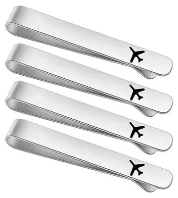 Produktbild von 1/2/3/4/5 Krawattenklammern im Flugzeugmuster, 304 Titanstahl, , für Geschäftstreffen, Hochzeiten und den Alltag.