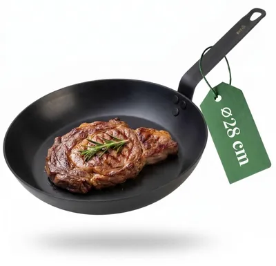 Produktbild von pasoli Bratpfanne Ø28cm - Kohlenstoffstahl Bratpfanne für alle Herdarten