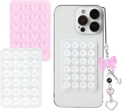 Image de Support antidérapant en silicone pour téléphone portable avec cordon et miroir pour les selfies