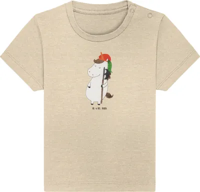 Produktbild von Mr. & Mrs. Panda Babyshirt Einhorn Junge 0. - 6. Monat - Natural Raw - Geschenk, Unicorn, Baumwolle Baby Shirt, Mittelalter, Einhörner,  T-Shirt, Kinder Oberteil, Bube