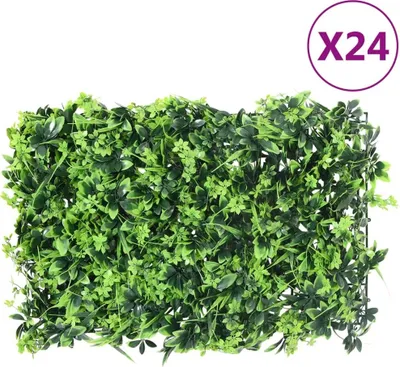 Obrázek produktu pro Umělý listnatý plot 24 ks zelený 40 x 60 cm