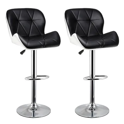 Produktbild von Supfine 2er Set Barhocker,Barstuhl höhenverstellbar,aus Kunstleder,360°drehbar,Schwarz+Weiß