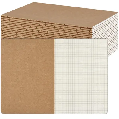 Immagine prodotto di Quaderno A5 a quadretti, confezione da 24 pezzi, copertina in cartone, 30 fogli, carta certificata