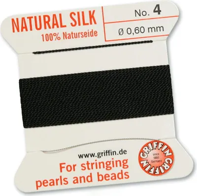 Produktbild von Perlseide Natur schwarz Nr-4-0,60mm - 2m / 1 Nadel