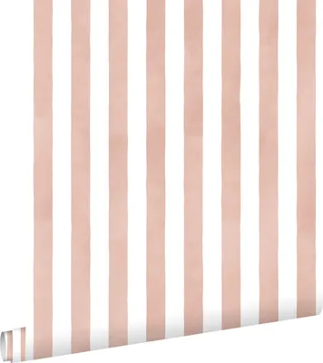 Produktbild von ESTAhome Tapete Streifenmuster Terrakottarosa und Weiß 53 cm x 10.05 m