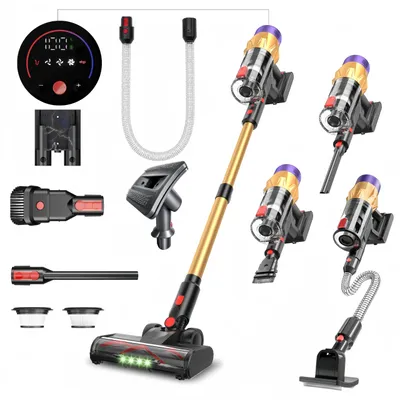 Produktbild von AJIEQAQ Akku Staubsauger 650W/45kPa/75Min, Staubsauger Kabellos mit Tierpflegebürste, 1M Schlauch, Wandladestation, Teppich, Hartböden, Auto