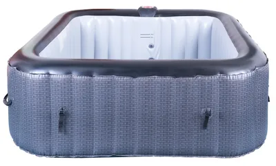An inflatable hot tub shown from a slightly elevated front-diagonal angle.