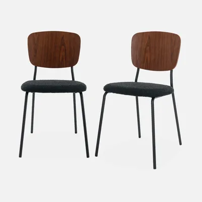 Produktbild von sweeek - 2er-Set Stühle mit strukturiertem Bouclé-Sitz - Schwarz