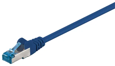 Image de 10 câbles de raccordement Goobay 95599 CAT 6A, S/FTP (PiMF), bleu, 1,5 m - conducteurs en cuivre (CU), gaine sans halogène (LSZH)