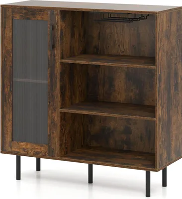 Produktbild von Sideboard aus Holz mit Glastür und verstellbarem Weinregal