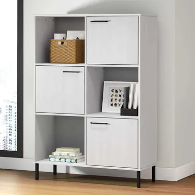 Produktbild von "2024"cloris Bücherregal OSLO mit Metallbeinen Weiß 90x35x128,5cm Massivholz - Bücherregale CHY28072278