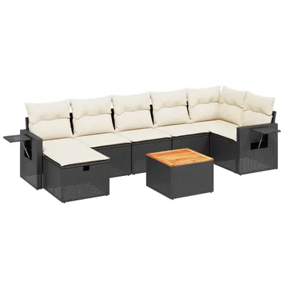 Produktbild von vidaXL 8-tlg. Garten-Sofagarnitur mit Kissen Schwarz Poly Rattan