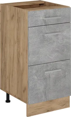 Immagine prodotto di Mobiletto base per cucina Vicco R-Line Calcestruzzo 40 cm con cassetti, senza piano di lavoro, Model 53328