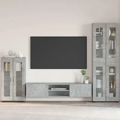 Produktbild von "Winter Sale" Sideboard mit Regal Beton Grau 55,5 x 29 x 100 cm Holzwerkstoff - Kommoden Design Neu993526