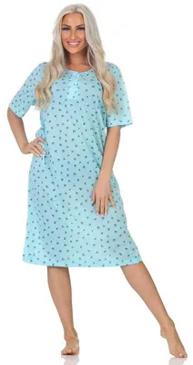Produktbild von Damen Nachthemd Sleepshirt Nachtwäsche mit Muster, Grün/L/40