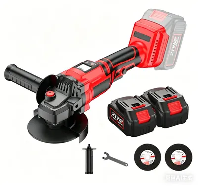 Produktbild von Winkelschleifer 125 mm - Akku Winkelschleifmaschine - Bürstenloser Motor - Drehzahlregelung - Schutzhaube - Mit 2 Akkus Und Digitaldisplay