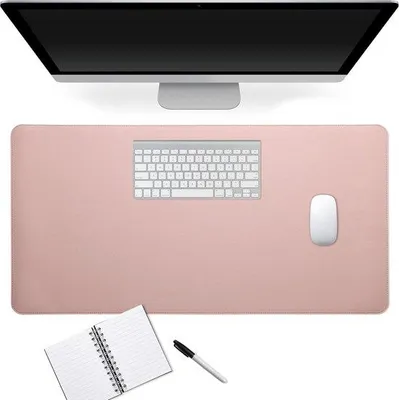 Produktbild von Famanu Schreibtischunterlage aus Kunstleder - 80 x 40 cm - Für Maus - Tastatur - Laptop - Schreibtischmatte in Altrosa/Braun