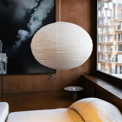 Leinen-Lampenschirm, rund, 50 cm, für Pendelleuchten, Wohnzimmer, Esszimmer