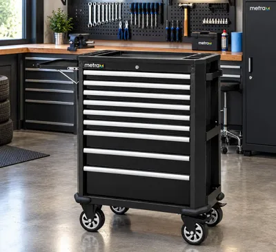 Produktbild von Werkzeugwagen mit 9 Schubladen, schwarz