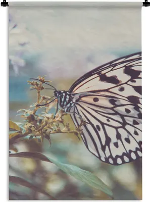 Produktbild von MuchoWow® Wandteppich Wandbehang Schmetterling - Blumen - Frühling 90x135 cm Tapisserie Dekoration Wandtuch - Baumwolle - Wandskulptur