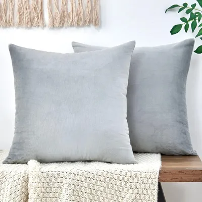 Immagine prodotto di Set di 2 federe decorative - Velluto morbido, colore grigio
