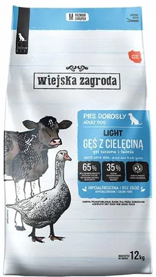 Productafbeelding van Droogvoer voor honden, merk Wiejska Zagroda, met eend en kalfsgehakt, 12 kg