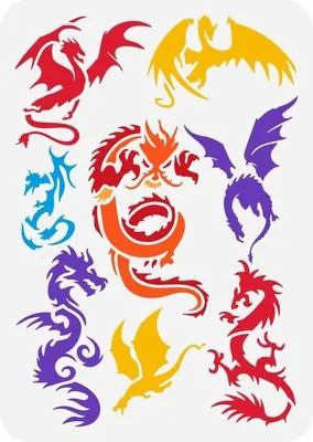 Produktbild von Wiederverwendbares Drachen Malvorlage 21x29,7cm für Holz Wand Dekoration