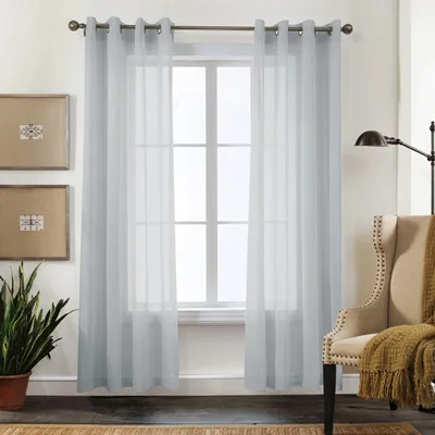 Transparente Vorhänge, 2er-Set, 225x140 cm, grau-blau, Polyester
