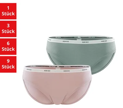 Produktbild von NUR DIE Damen Slip 6-Pack Soft Sportiv - khaki/rose - Größe 36-38
