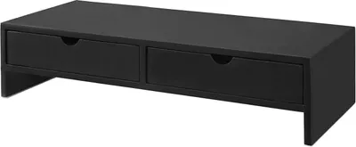 Image de SoBuy Support d'écran Support d'ordinateur Organisateur de bureau avec 2 tiroirs - 47x11x18cm (Noir)