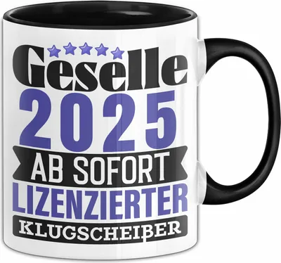 Produktbild von Trendation - Gesellenprüfung Bestanden Tasse Geschenk Geselle 2023 Bestandene Prüfungen Geschenkidee Handwerk Lizenzierter Klugscheißer (Schwarz)