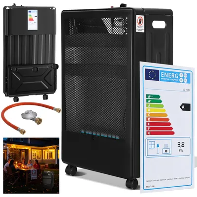 Image de Eikuavons Blue Flame : Chauffage au gaz 3800W, 2 niveaux de puissance, allumage piézoélectrique, système de contrôle de la sécurité (ODS), équipé de 5 roulettes