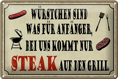 Produktbild von Blechschild Spruch 30x20cm bei uns kommt Steak auf Grill