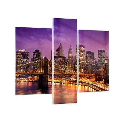 Produktbild von Bilder auf glas - New york nacht brooklyn brücke - 95x80cm - Glasbilder - Wandbilder - Kunstdruck - zum Aufhängen bereit - Wanddekoration aus Glas - Glas Bilder - Wandbild auf Glas - GCB95x80-2660