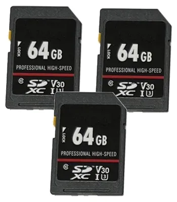 Produktbild von 3x Speicherkarte SDXC 64 GB Class 10